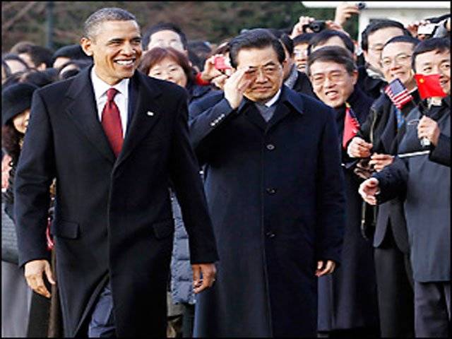 Obama welcomes Hu by urging partnership, respect for human rights