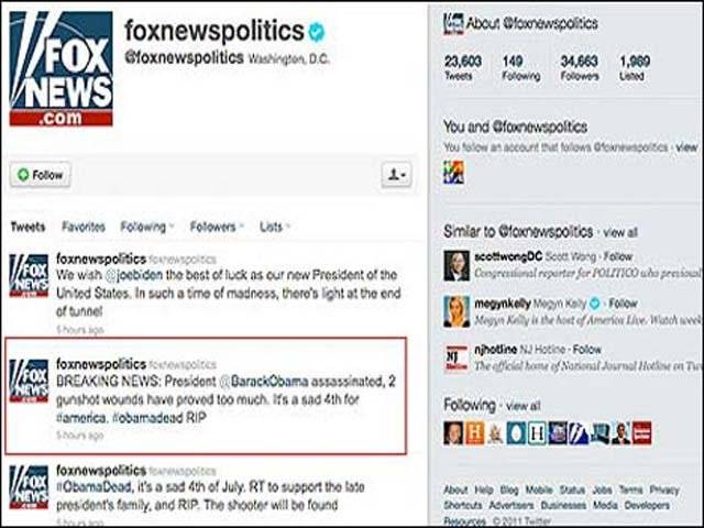 Hackers send fake Obama assassination news through Fox News