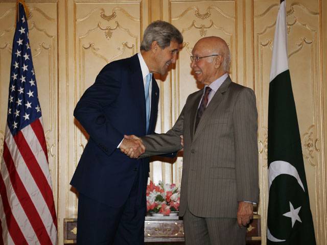 Pakistan’s role in US-Taliban reconciliation discussed in Kerry-Sartaj meeting