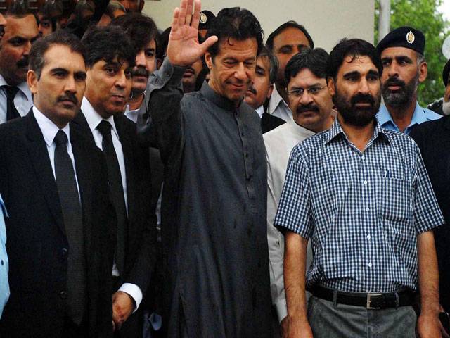Chairman Pakistan Tahreek-e-Insaf Imran Khan arrives at Supreme Court