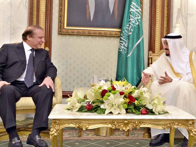 Nawaz Sharif in a meeting with the Crown Prince of Saudi Arabia