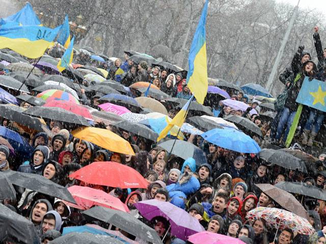 Ukrainian Cabinet of the Ministers during a protest in Kiev