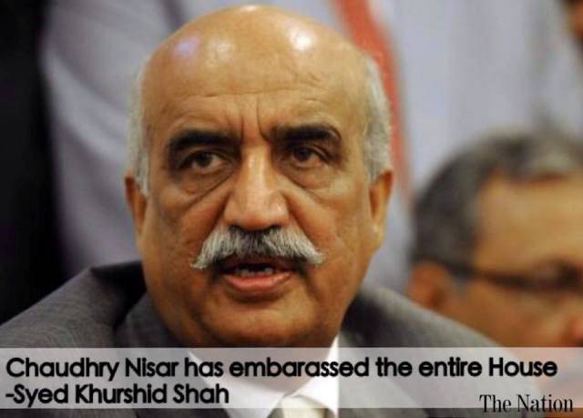 Chaudhry Nisar broke Nawaz Sharif’s trust: Khurshid Shah 