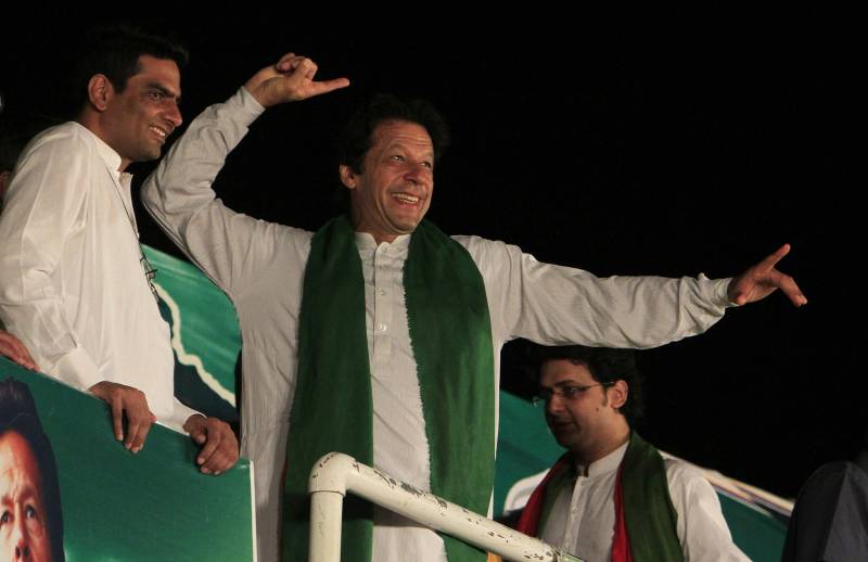 Imran Khan left for Sargodha in a helicopter along with Sheikh Rashid