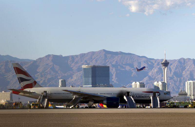 British Airways plane catches fire in Las Vegas