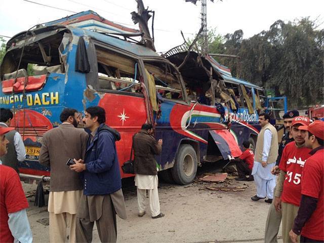 11 students injured as school bus hits power pylon in Mardan