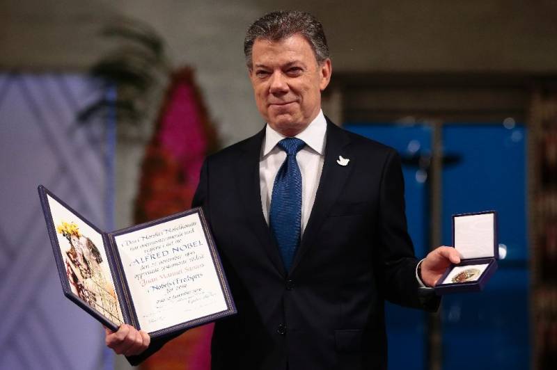 Colombian president receives Nobel Peace Prize