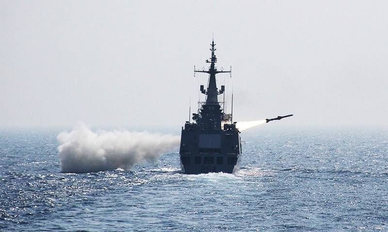 Pakistan Navy conducts live missile firing in North Arabian Sea 