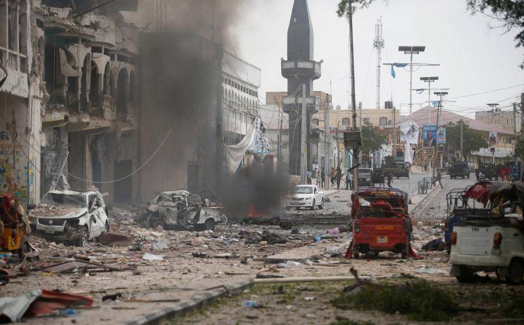 At least 20 people being held hostage in Somalia's capital after suicide bomb attack