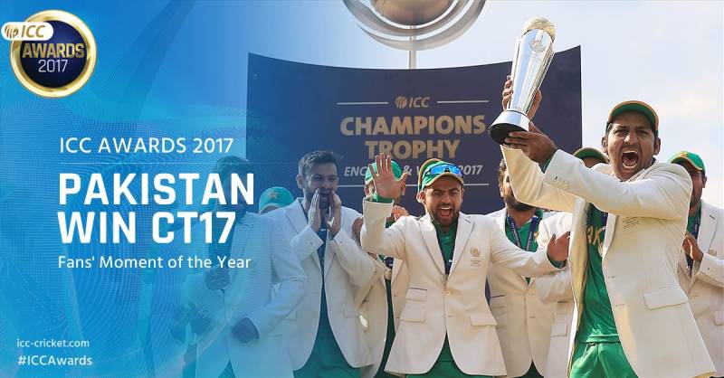 Pakistan's Champions Trophy victory receives ICC fans' moment of year award