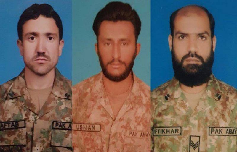 Three army soldiers martyred, five terrorists killed in cross-border attacks