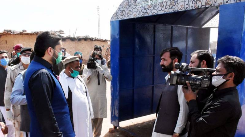 Walkthrough sanitation gate installed at Afghan Refugees Camp