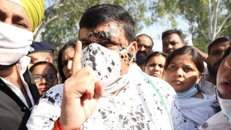 Ink thrown at Delhi parliamentarian visiting Hathras gang rape victim's family