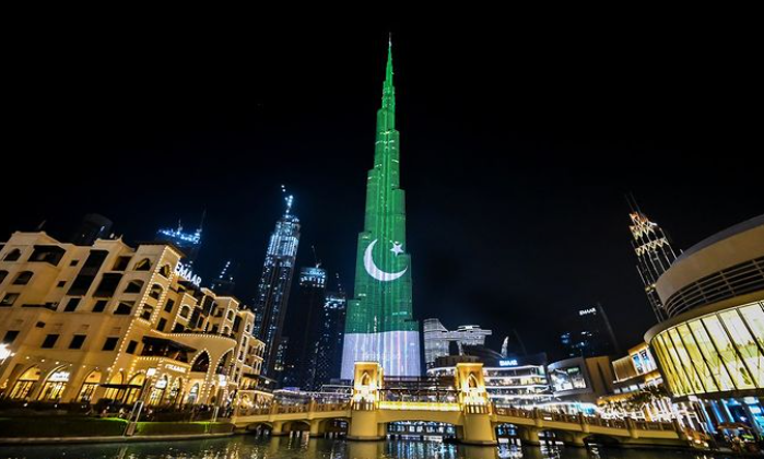 Flag displayed on Burj Khalifa to mark Pakistan Day