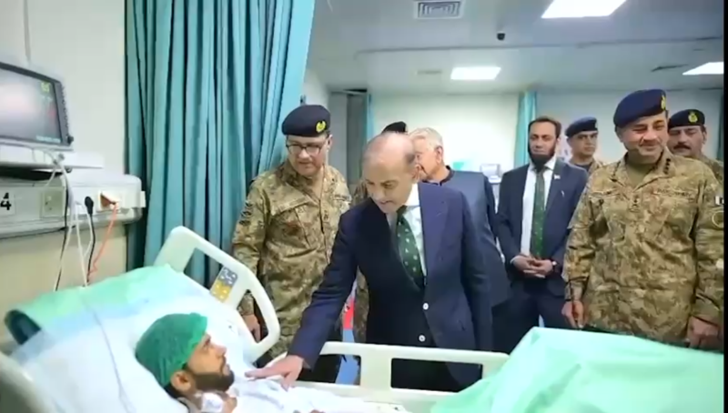 PM Shehbaz visits CMH, lauds bravery of injured soldiers