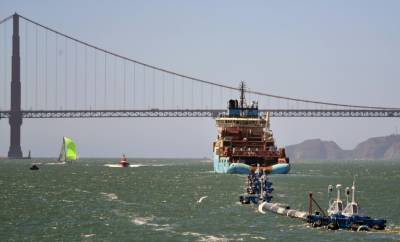 The Ocean Cleanup project sails out to sweep Pacific plastic