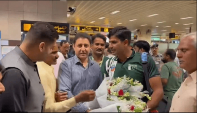 Star javelin thrower Arshad Nadeem arrives in Pakistan