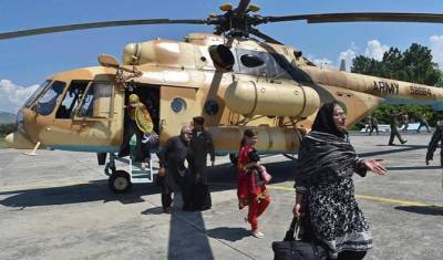 Helicopters rescue the stranded from Swat Valley