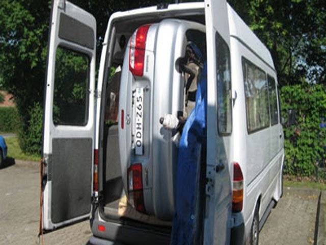 Car packed inside van