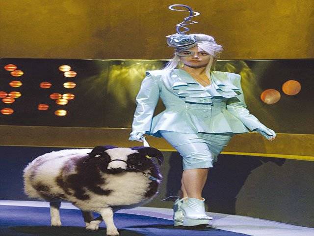 Lady GaGa brings ram on TV interview