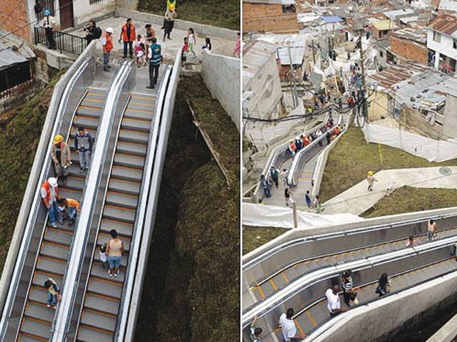 Medellin slum gets giant outdoor escalator