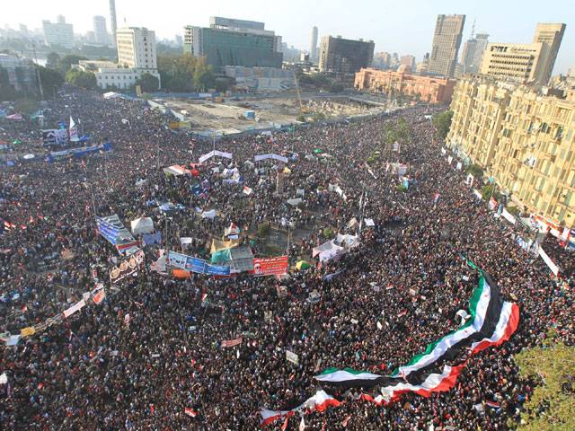 Egyptians march on protest anniversary