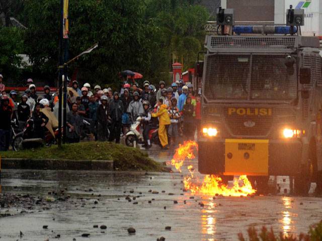 Mass protest against fuel hike in Indonesia