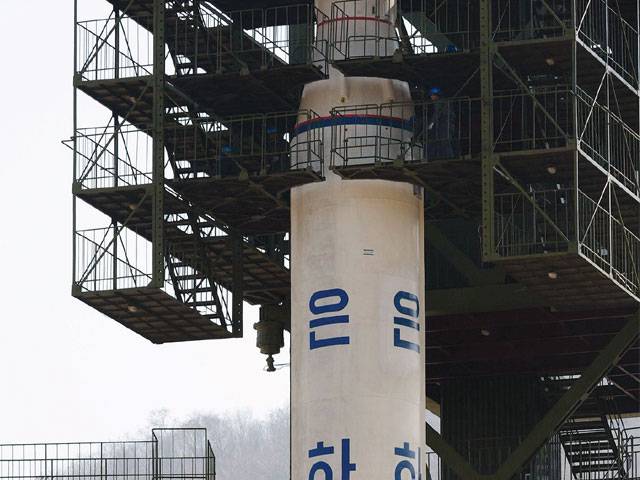 North Korea rocket installed on launch pad