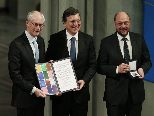 Nobel Peace Prize formally handed to crisis-hit EU
