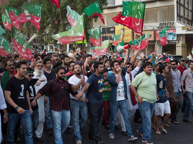 PTI protesters for repoll in NA-9 Mardan