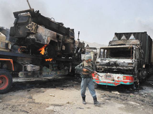 Taliban attack US base, torch 41 vehicles