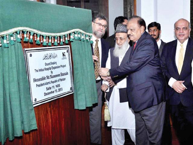 Mamnoon opens expansion work of Indus Hospital 