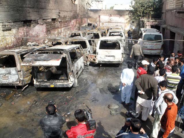 Fire guts 12 Edhi ambulances 