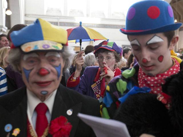 Clowns attend church service