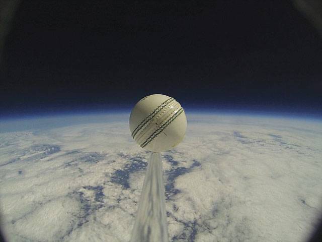 Cricket ball sent to space on balloon