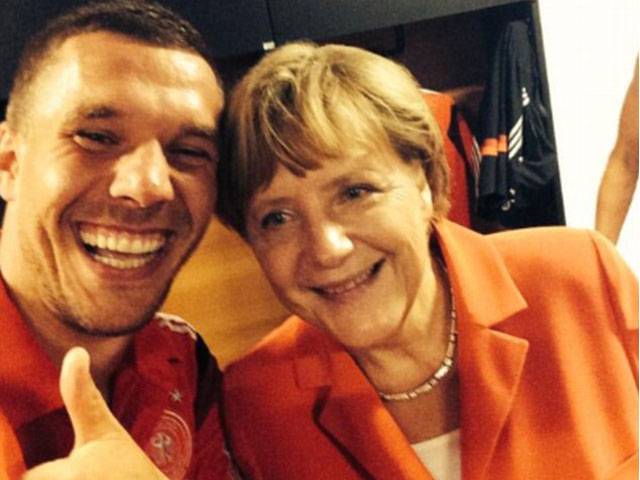 Selfie delight for Podolski