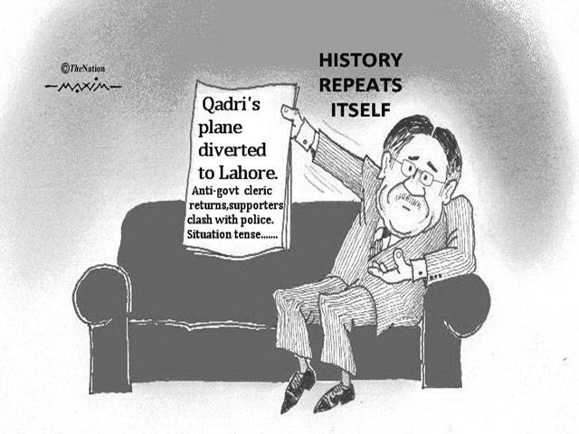 Qadri\'s plane diverted to Lahore. Anti-govt cleric returns, supporters clash with police. situation tense........ History repeats itself