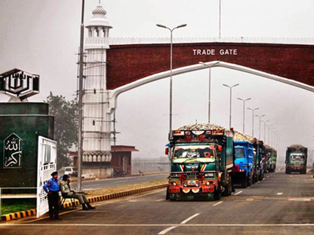 Indian truckers above checks at Wagha 