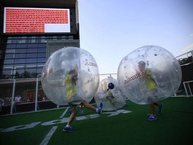 Bubble soccer match
