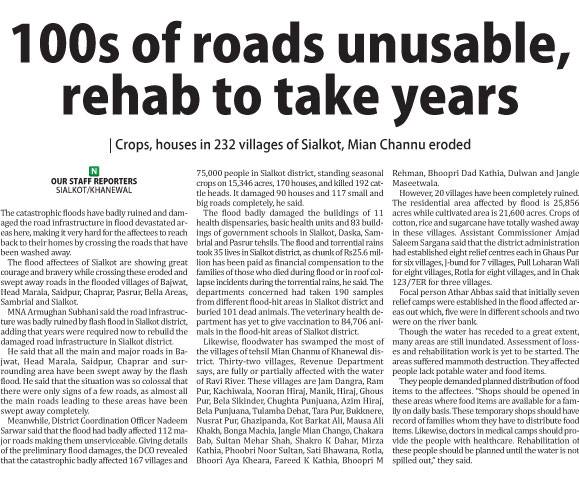 100s of roads unusable, rehab to take years