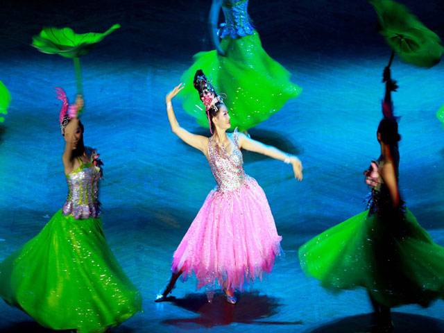 Dancers perform during a Chinese circus