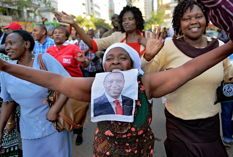  A supporter of Kenya's celebrates in Kenya