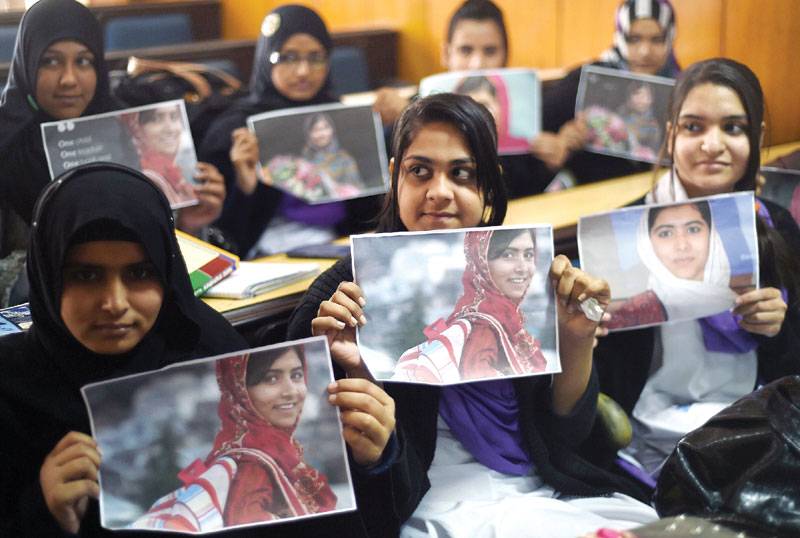 Supporters in Malala's hometown celebrate