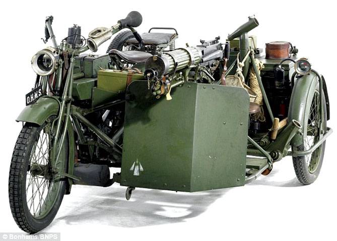 WWI motorbike with machine gun up for sale