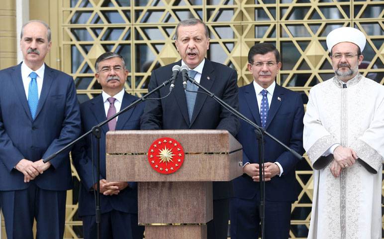President Recep Tayyip Erdogan delivers a speech during the inauguration cermony in Turky