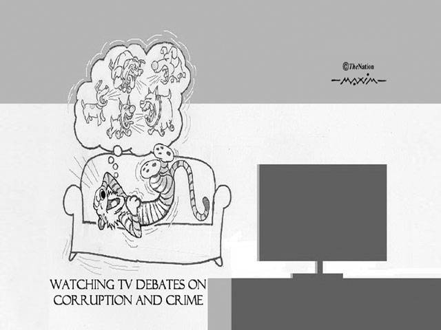 watching TV debates on corruption and crime