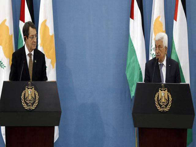 Nicos Anastasiades President of Cypriot meets with Palestinian President Mahmud Abbas