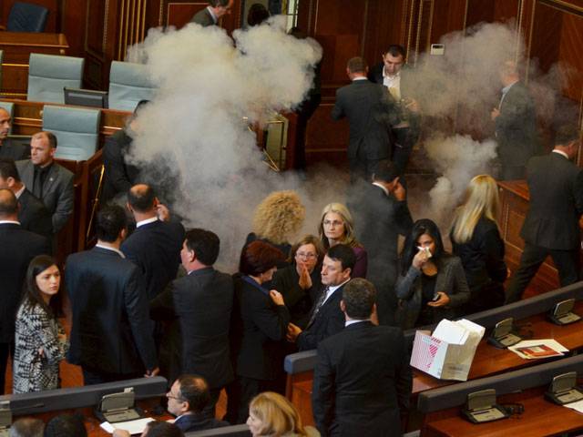 Protests erupt in and outside Kosovo’s parliament