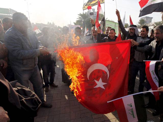  Protesters shout slogans against Turkish military deployment in Iraq