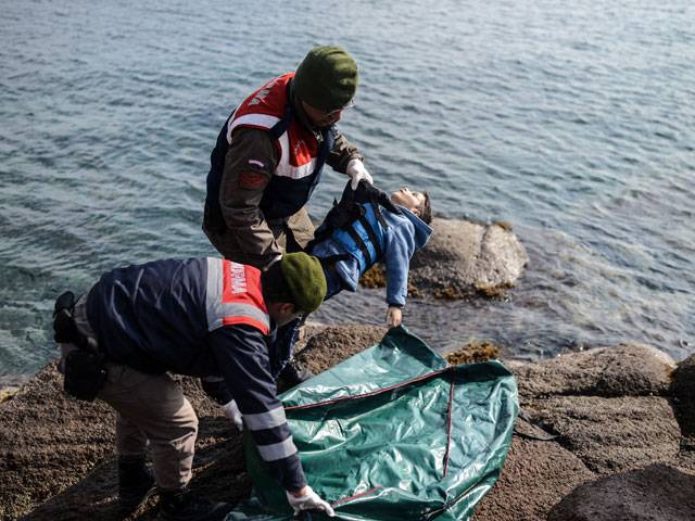 Rescued migrants arrive in Canakkale's in Turkey